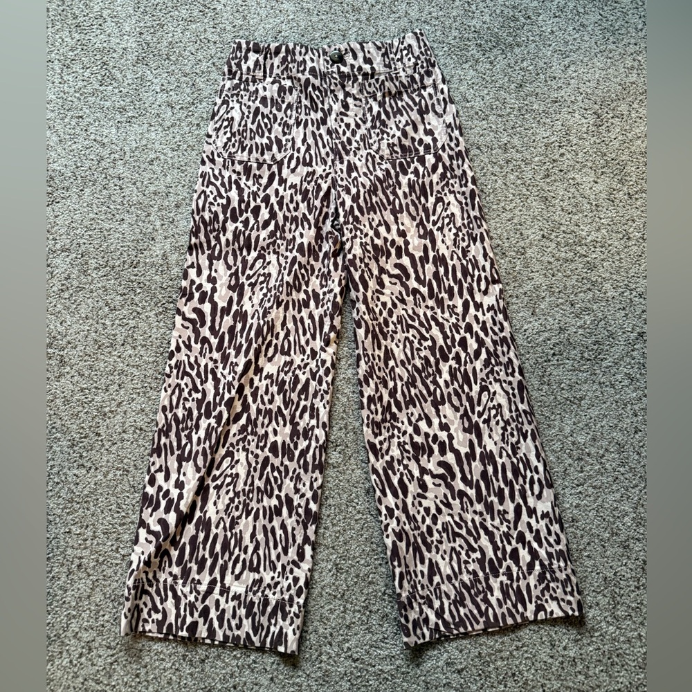 Anthropologie Maeve Colette Animal Print Wide-Leg Pants